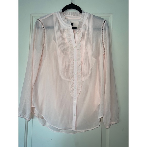 J. Crew Tops - J. CREW BLUSH PINK SHEER BLOUSE - SIZE M